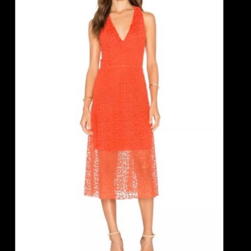 Alice + Olivia Noreen Red Midi Dress